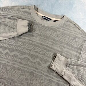Chubbies‎ Sweatshirt Mens Medium Grey Textured Geo Tribal Crew Aztec Western